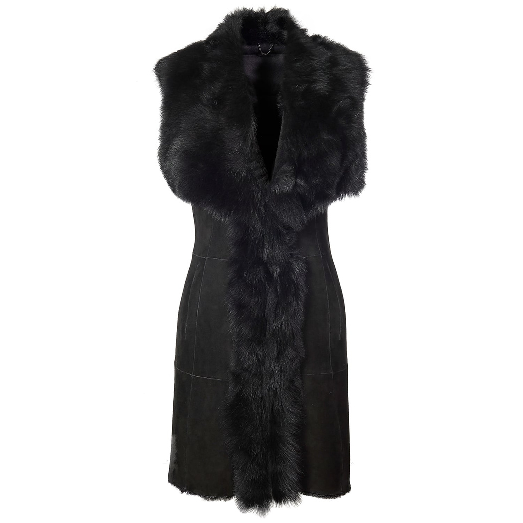 Siyah Bibiana Kadın Kürk Yelek