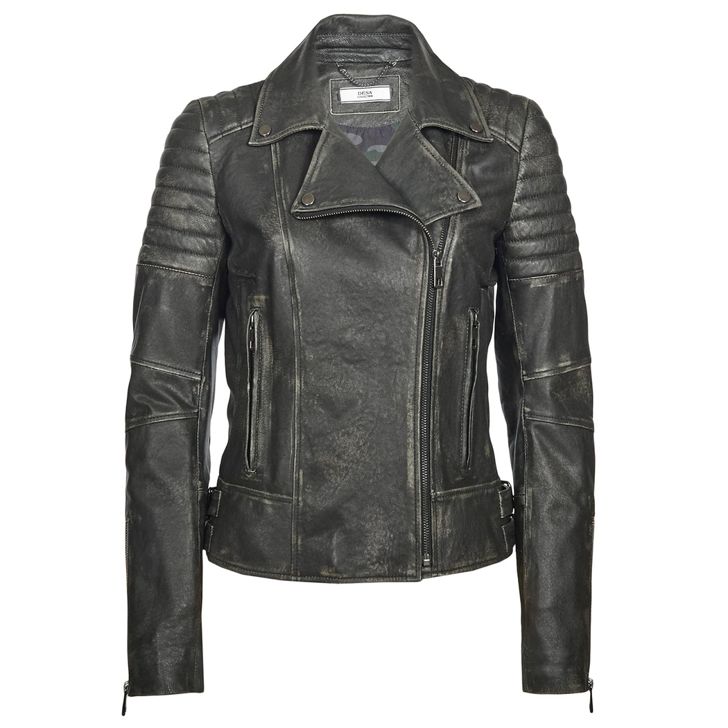 Siyah Bonita Kadın Deri Biker Mont