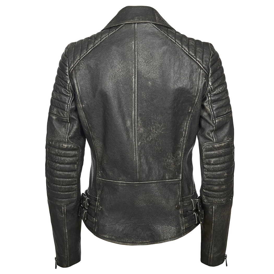 Siyah Bonita Kadın Deri Biker Mont