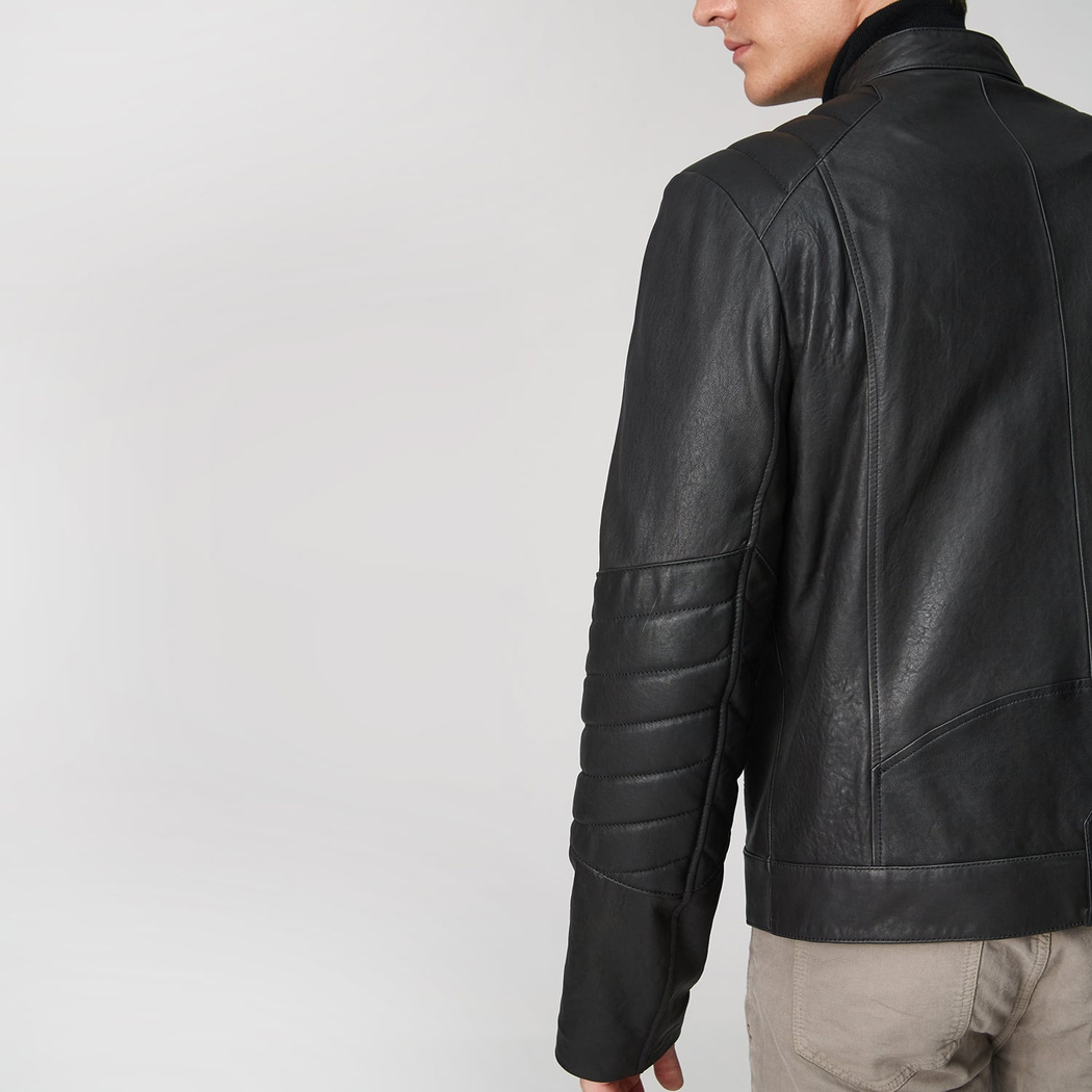 Siyah Colombano Erkek Deri Mont