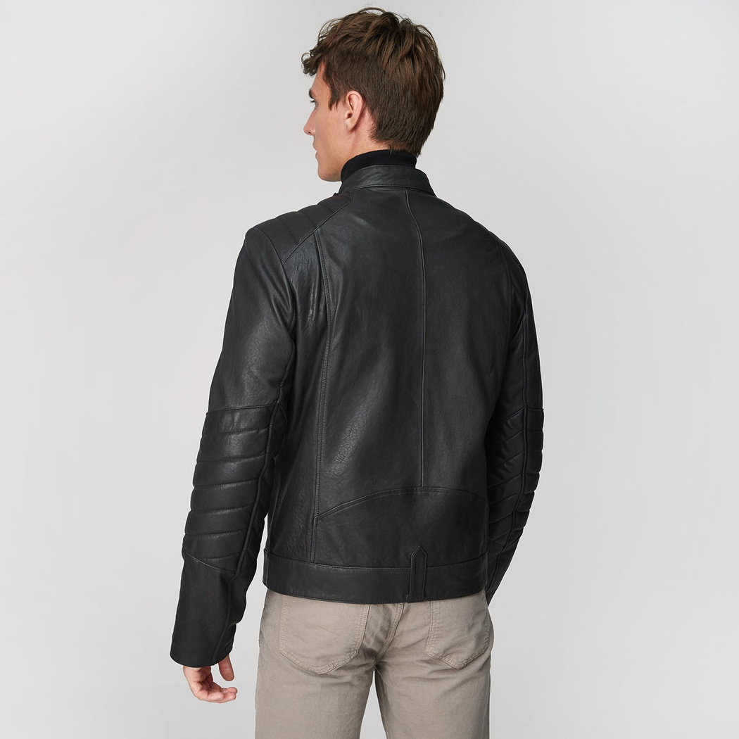 Siyah Colombano Erkek Deri Mont