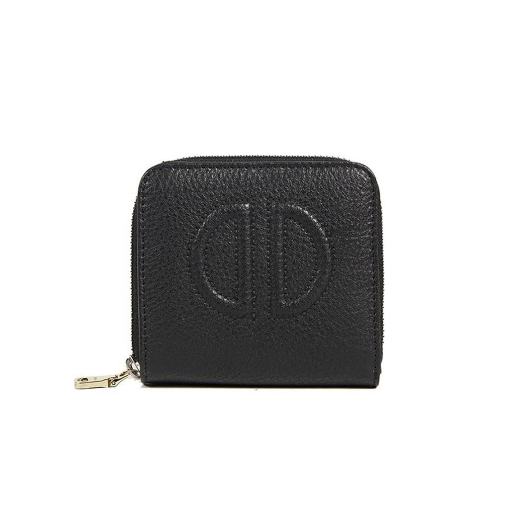 Siyah D Logolu Kadın Deri Cüzdan
