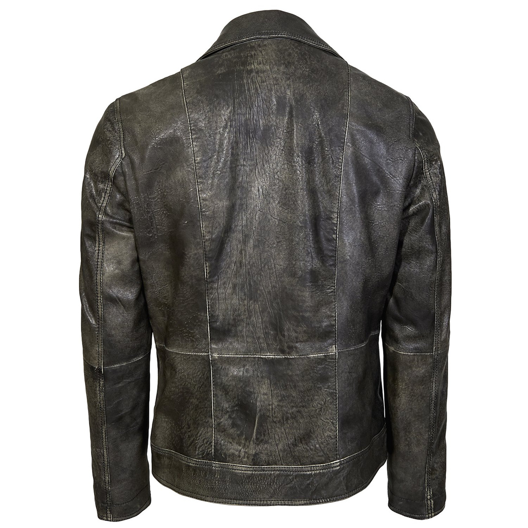 Siyah Damien Erkek Biker Deri Ceket