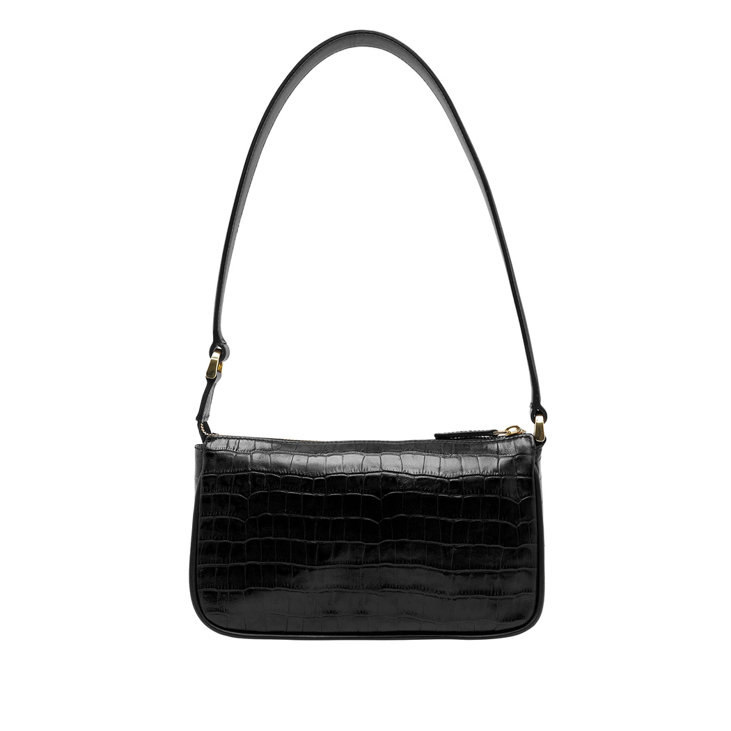 Siyah Dativ Kadın Deri Omuz Askılı Çanta