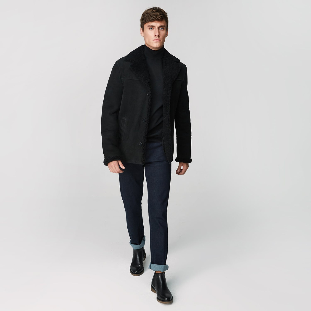 Siyah Diodoro Erkek Kürk Mont