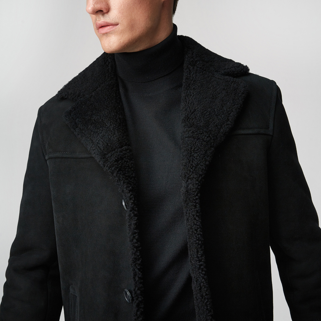 Siyah Diodoro Erkek Kürk Mont