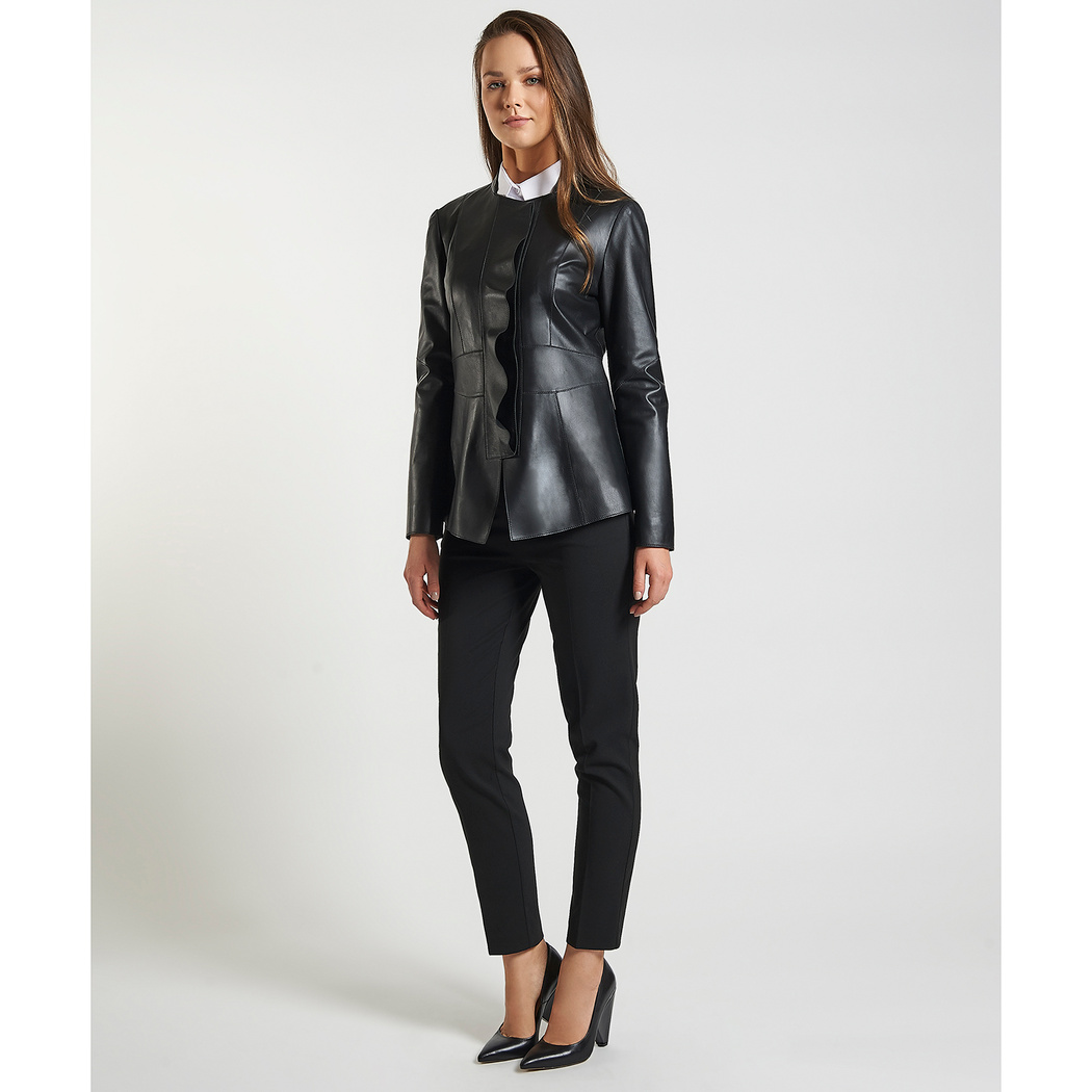 Siyah Duvessa Kadın Deri Ceket