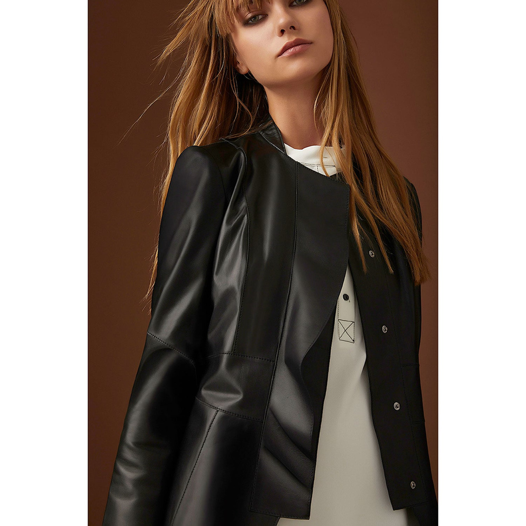 Siyah Duvessa Kadın Deri Ceket