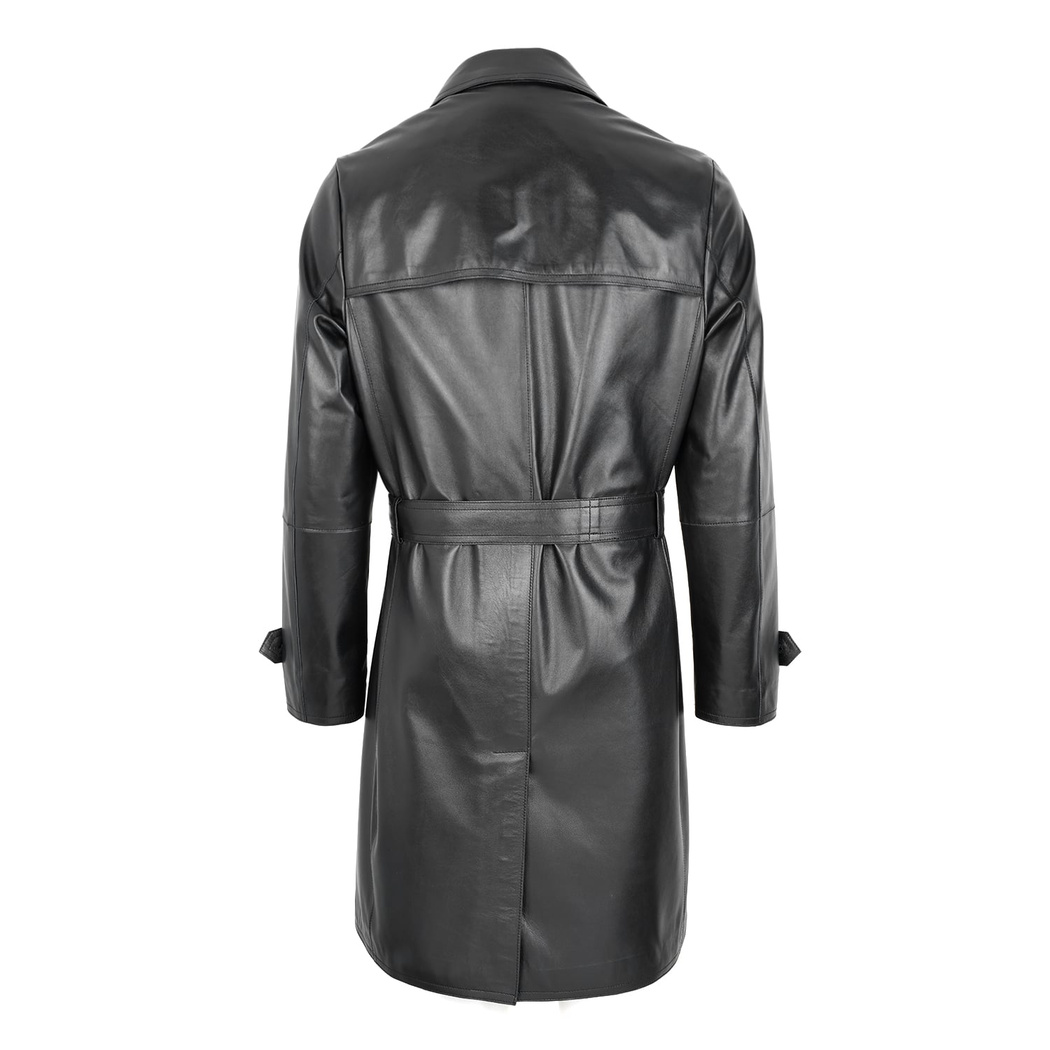 Siyah Erkek Deri Trençkot