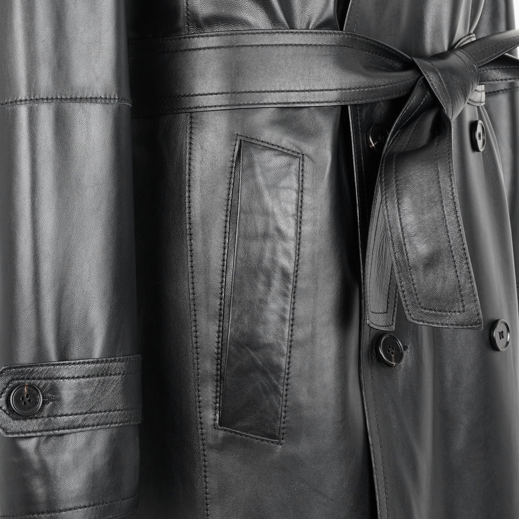 Siyah Erkek Deri Trençkot