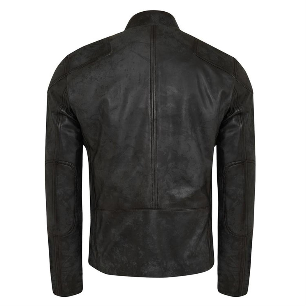 Siyah Erkek Eskitme Deri Ceket
