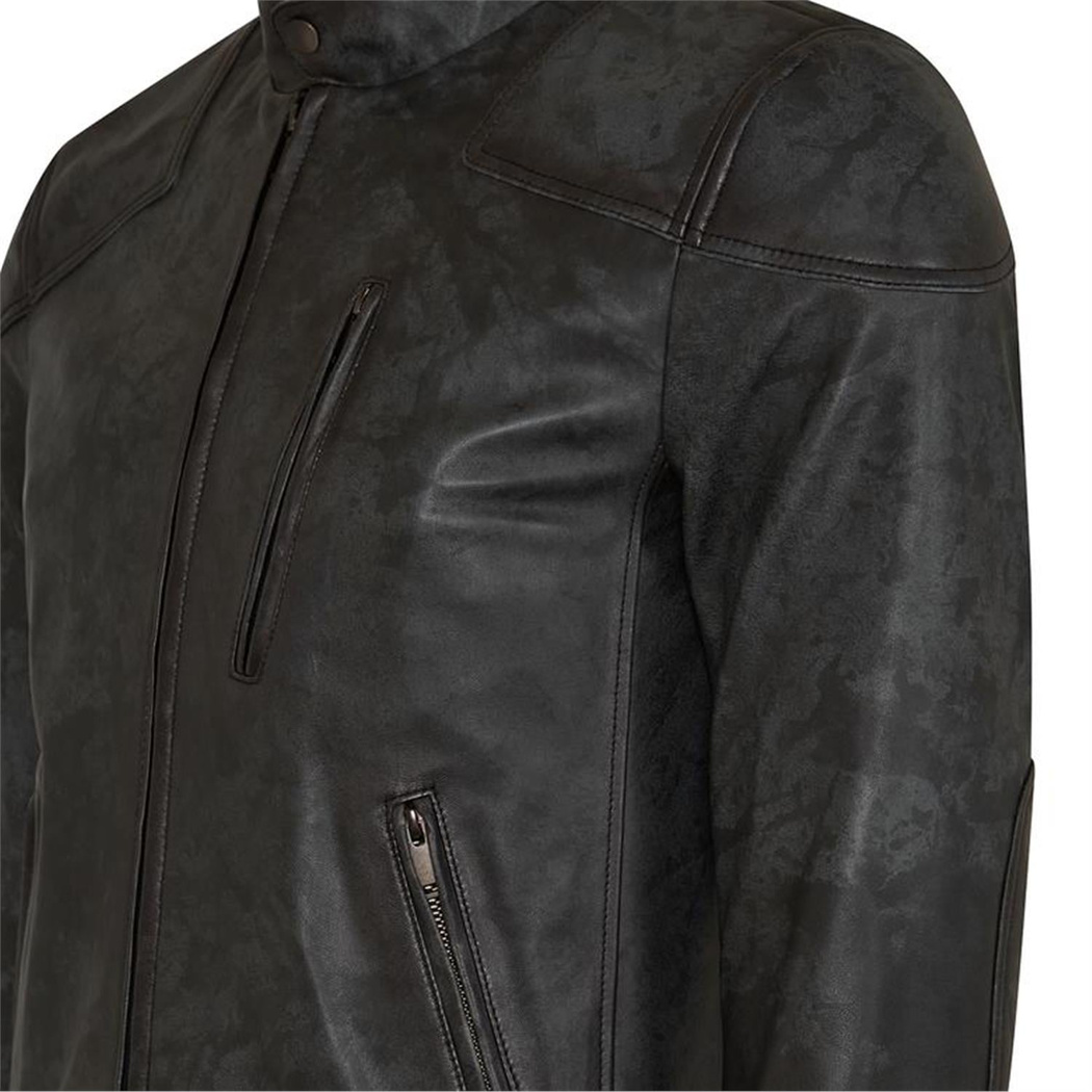 Siyah Erkek Eskitme Deri Ceket