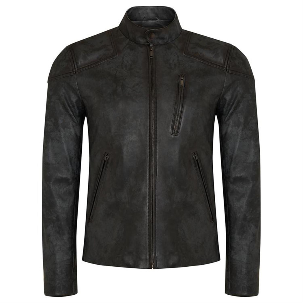 Siyah Erkek Eskitme Deri Ceket