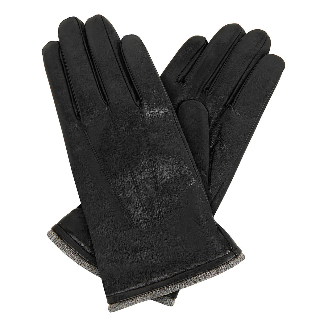Siyah Erkek Yünlü Deri Eldiven