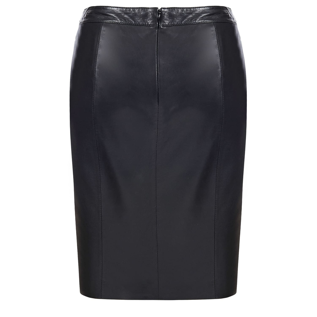 Siyah Fausto Kadın Deri Kalem Etek