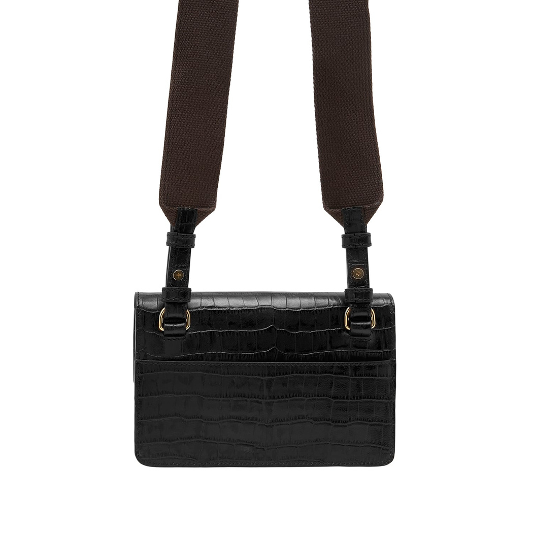 Siyah Fels Kadın Deri Omuz Askılı Çanta