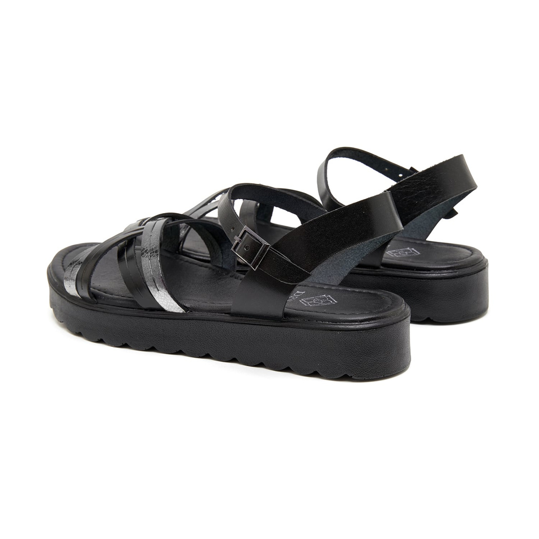 Siyah Gaia Kadın Deri Sandalet