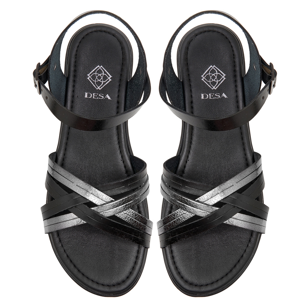 Siyah Gaia Kadın Deri Sandalet