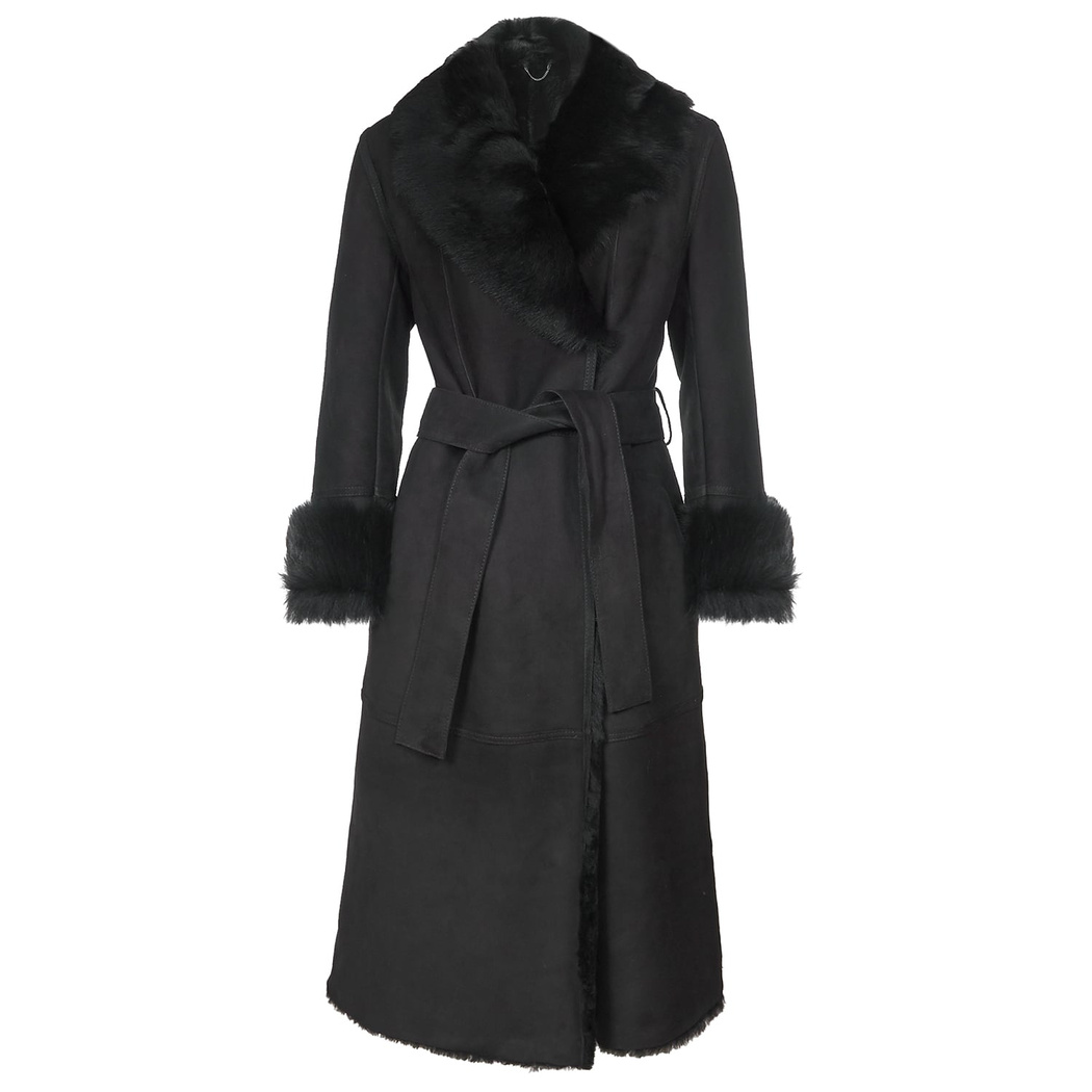 Siyah Ileanna Kadın Kürk Kaban