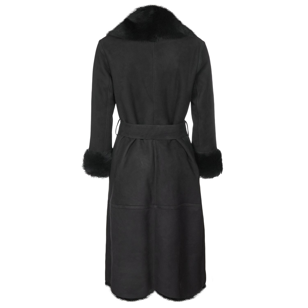 Siyah Ileanna Kadın Kürk Kaban