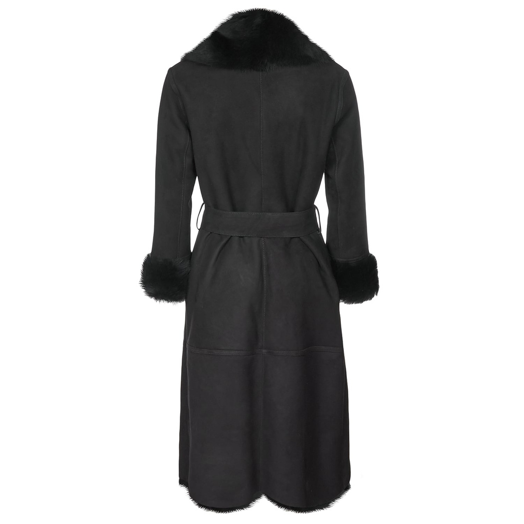 Siyah Ileanna Kadın Kürk Kaban