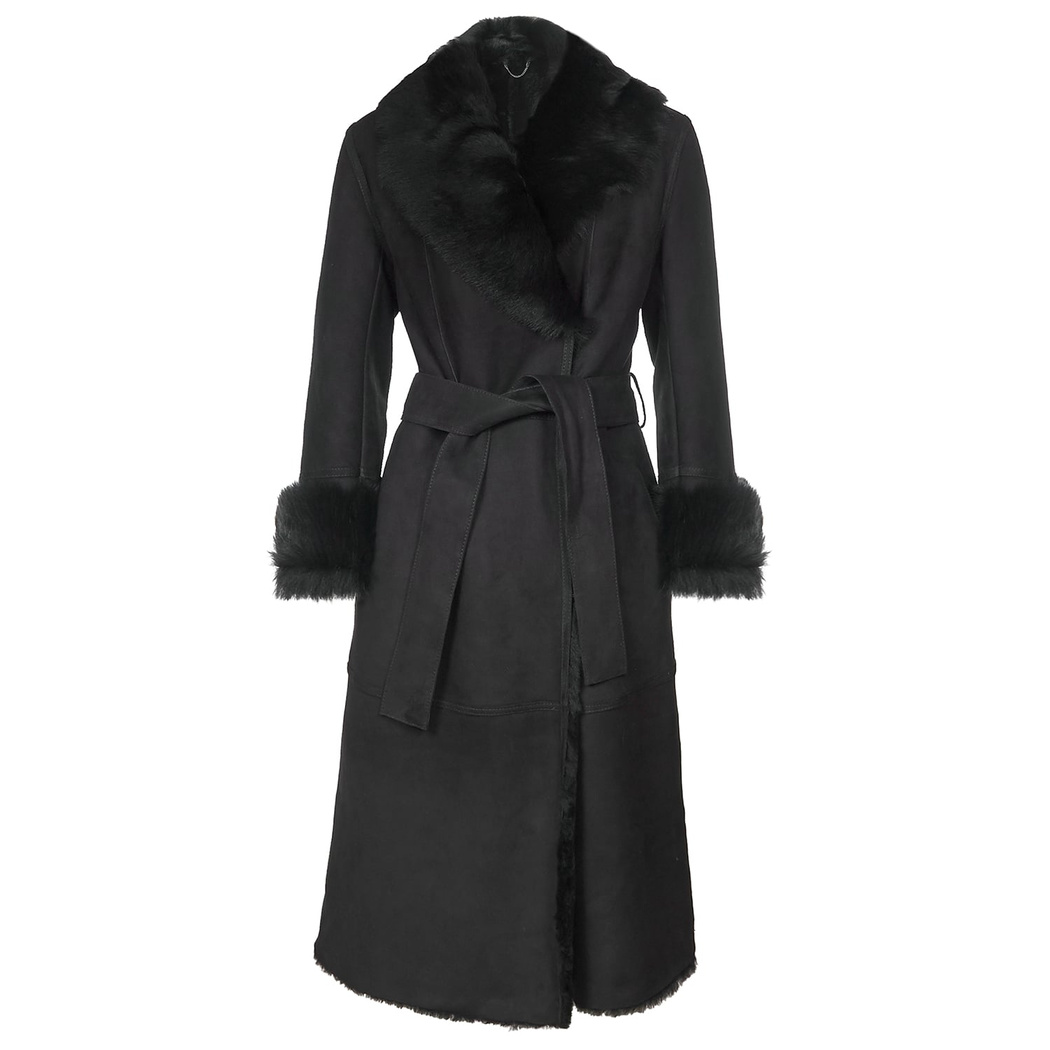 Siyah Ileanna Kadın Kürk Kaban
