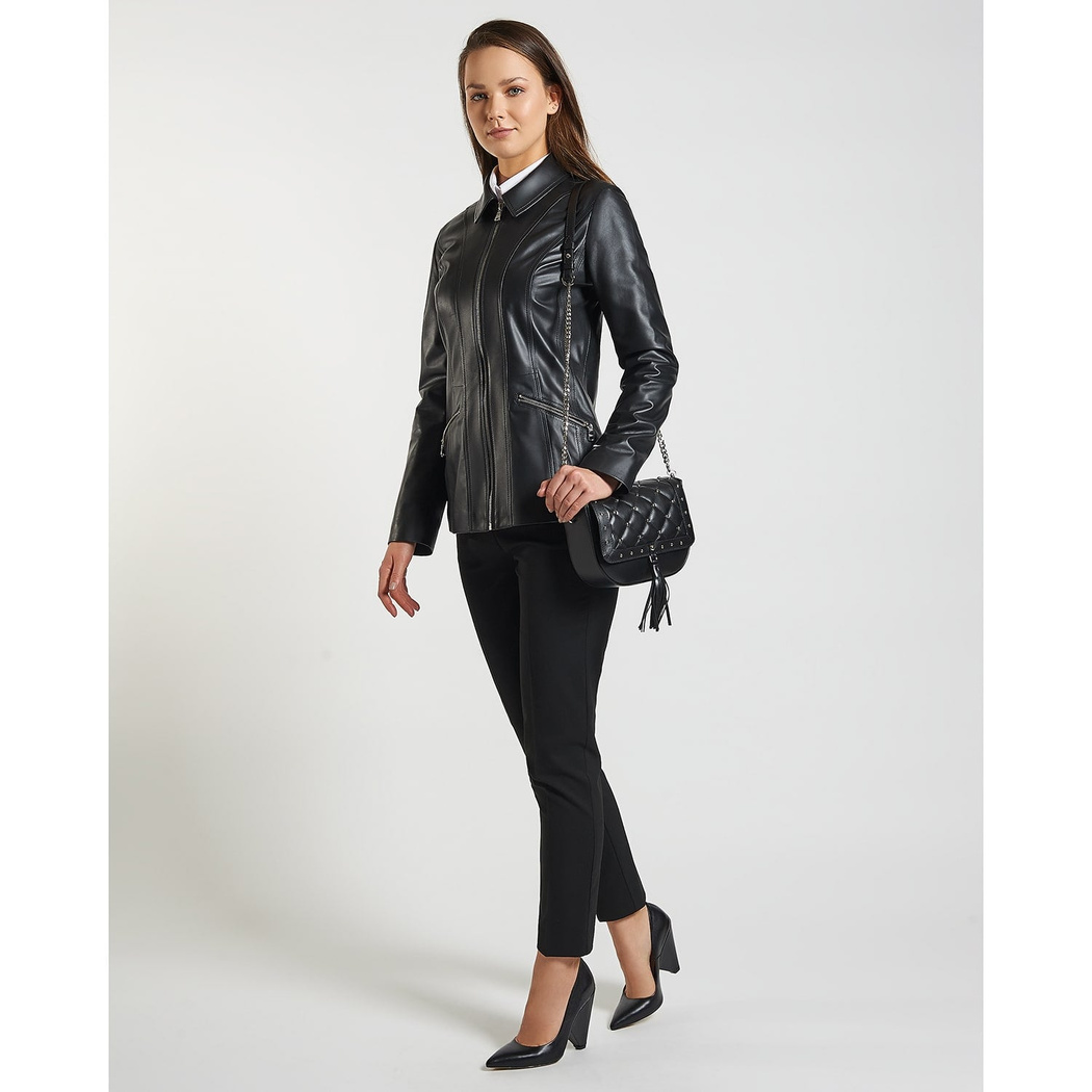 Siyah Jaxie Kadın Deri Ceket