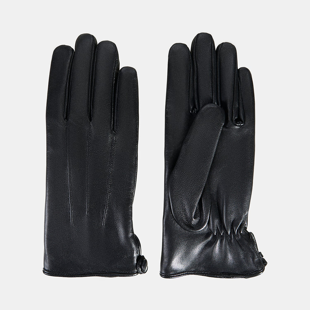 Siyah Kadın Deri Eldiven