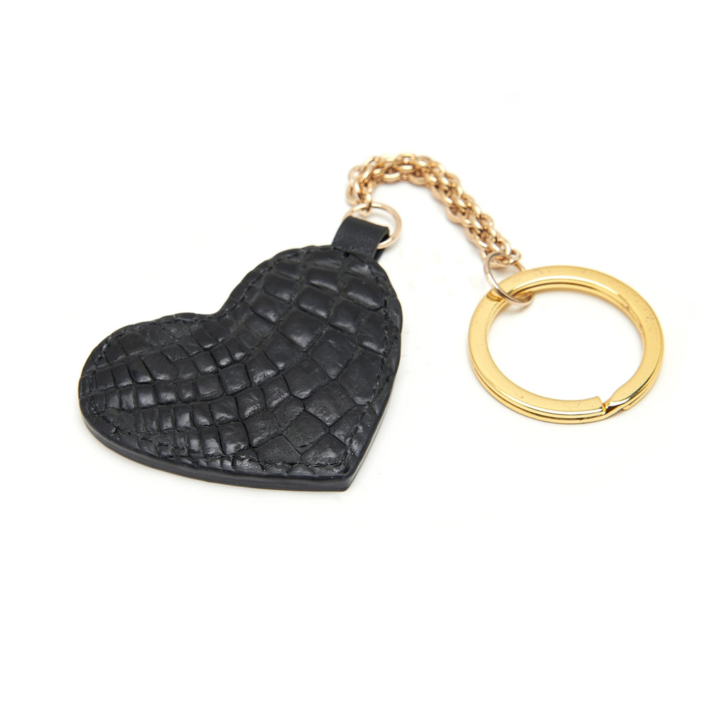 Siyah Kadın Kroko Baskılı Anahtarlık