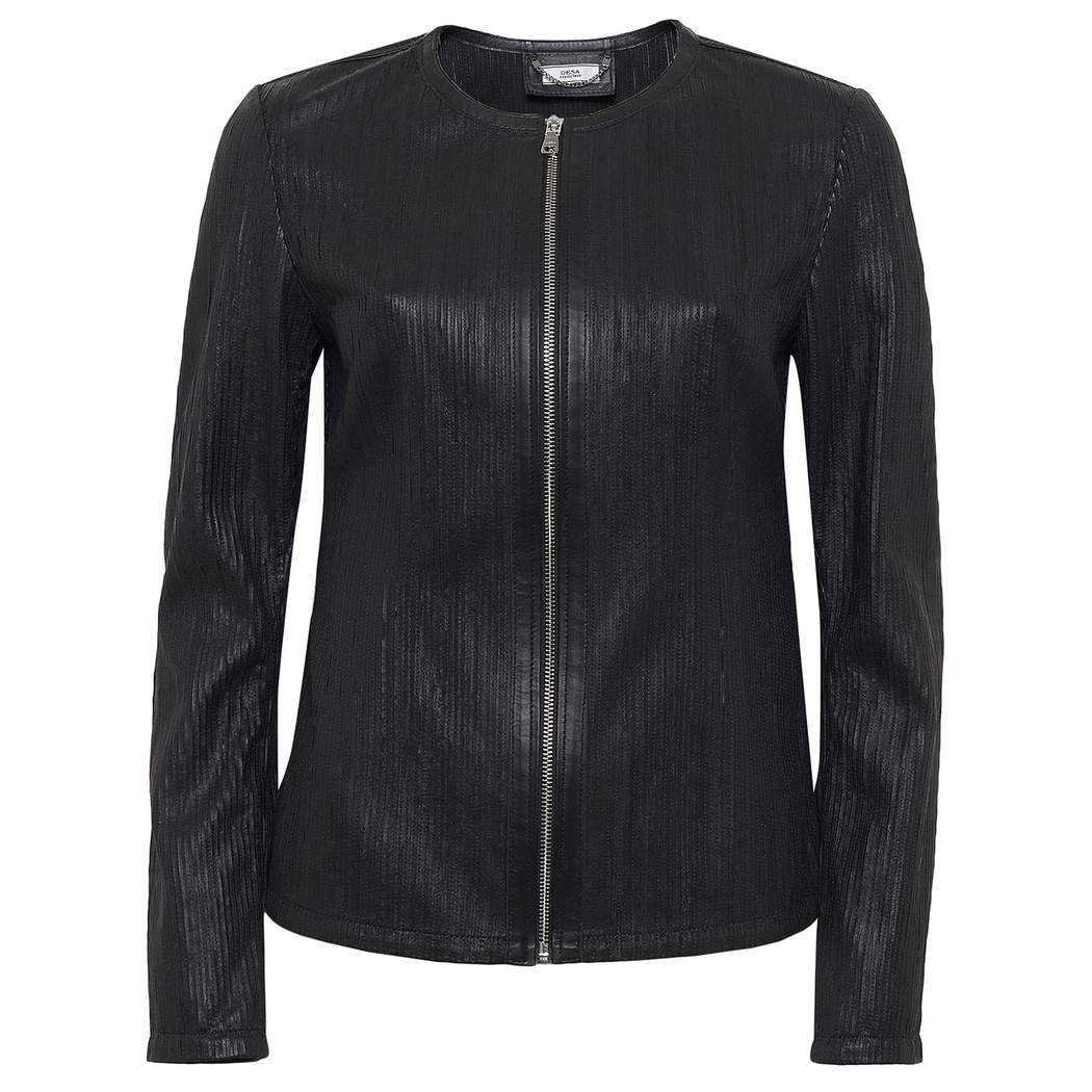 Siyah Kadın Panelli Deri Ceket