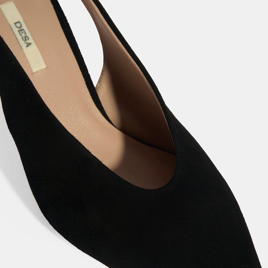 Siyah Kadın Süet Slingback Topuklu Ayakkabı