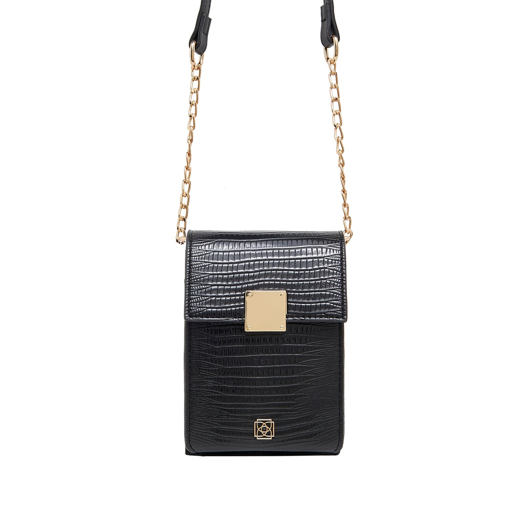 Siyah Lewis Zincir Detaylı Kadın Omuz Çantası