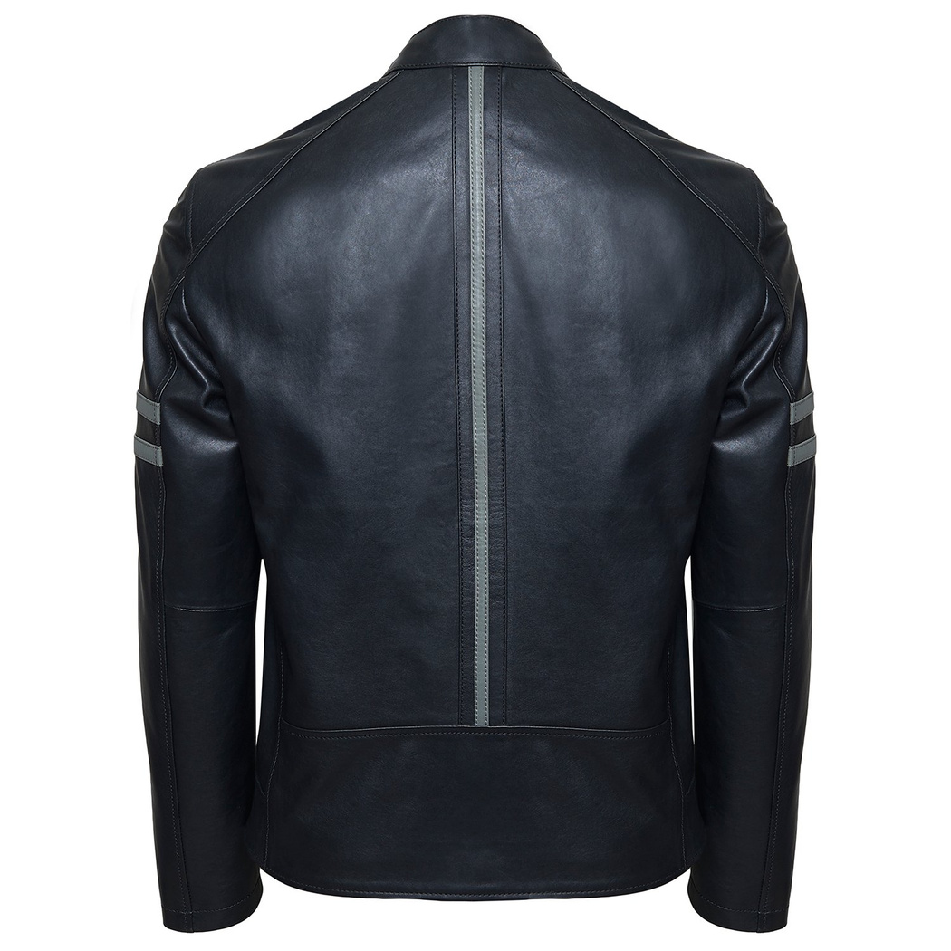 Siyah Ligne Erkek Deri Mont