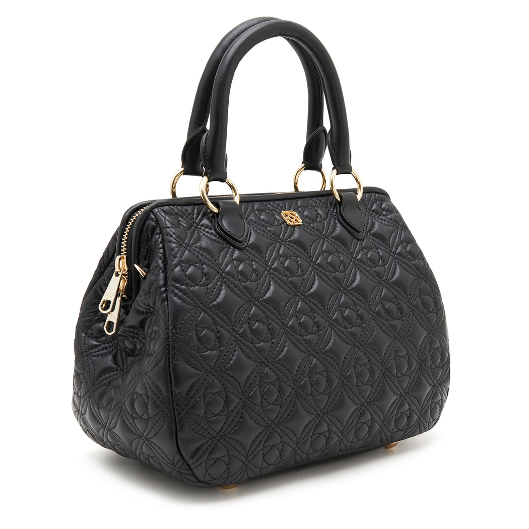 Siyah Lisa Kadın Kapitone Deri El Çantası