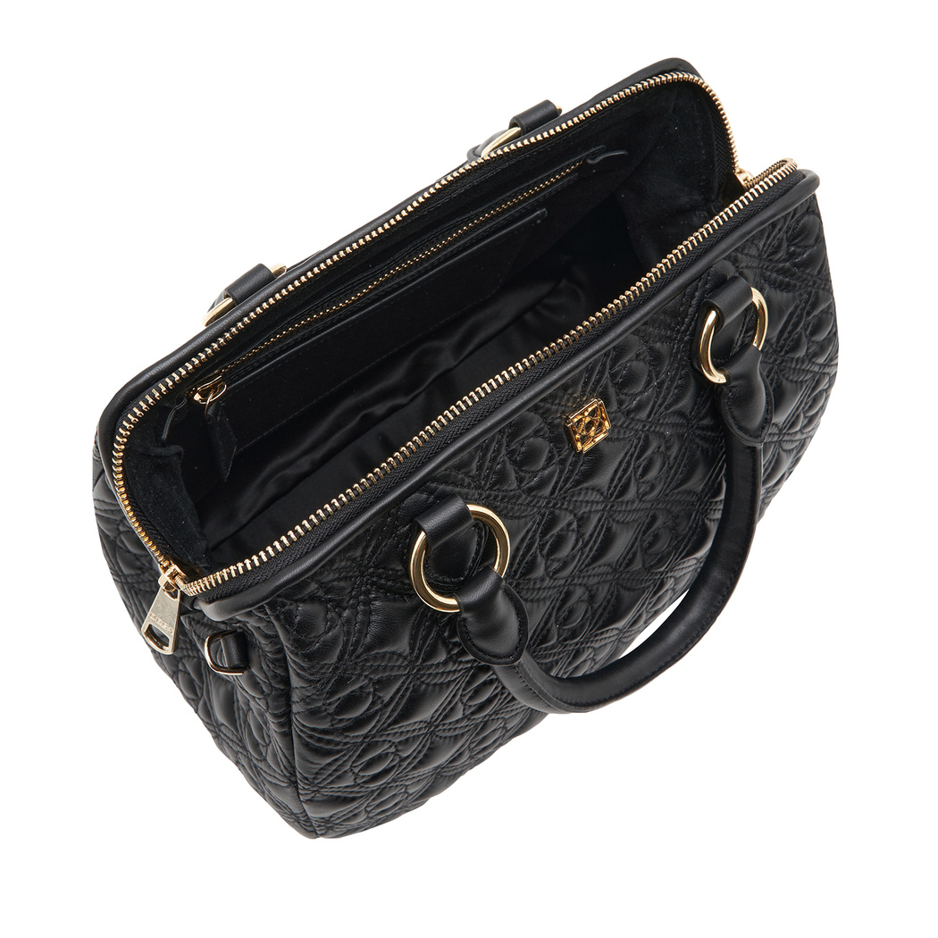 Siyah Lisa Kadın Kapitone Deri El Çantası