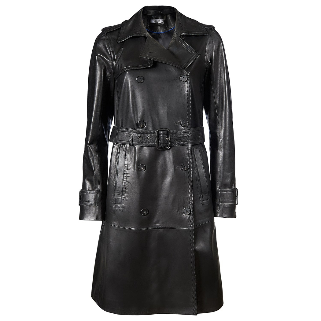 Siyah Marjorie Kadın Deri Trençkot