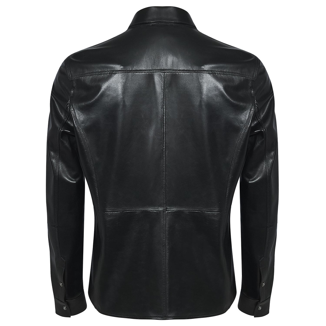 Siyah Mateja Erkek Deri Gömlek