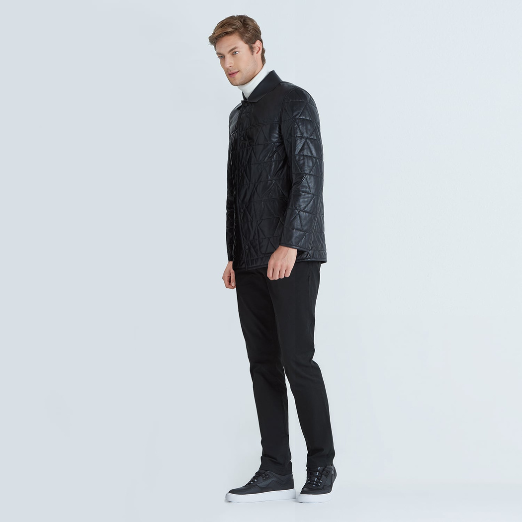 Siyah Maurio Erkek Deri Mont