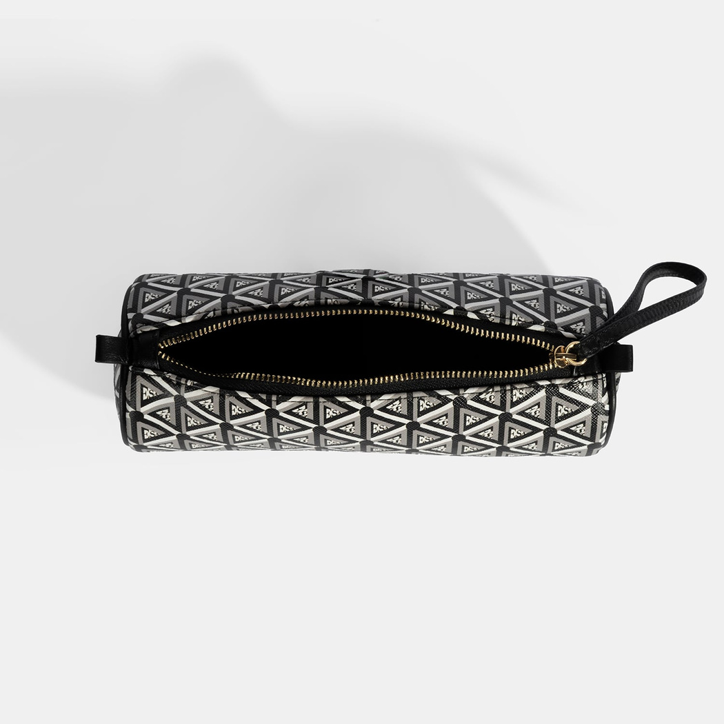 Siyah Monogram Desenli Kalemlik/Tıraş/Makyaj Çantası