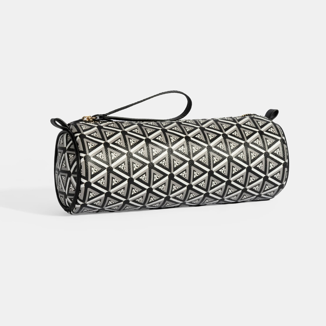 Siyah Monogram Desenli Kalemlik/Tıraş/Makyaj Çantası