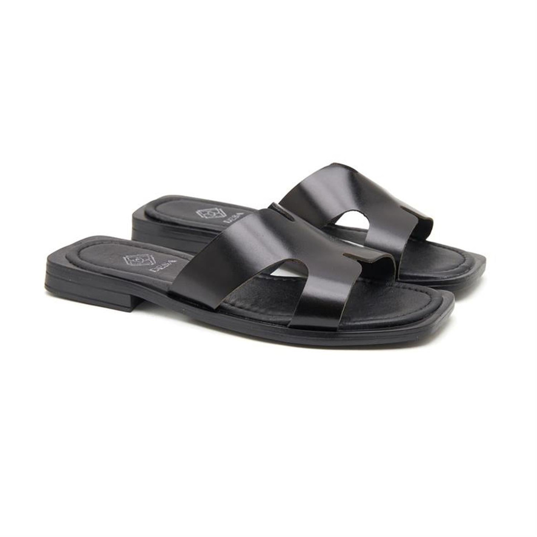 Siyah Nell Kadın Deri Terlik