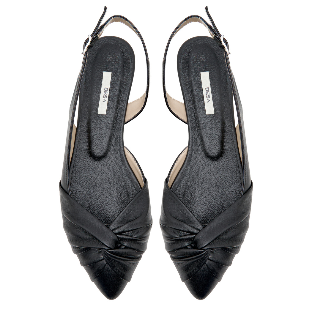 Siyah Nodo Kadın Deri Babet