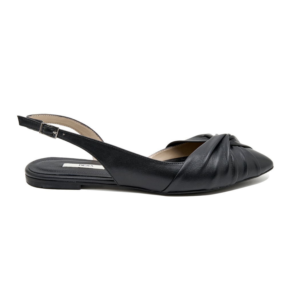 Siyah Nodo Kadın Deri Babet