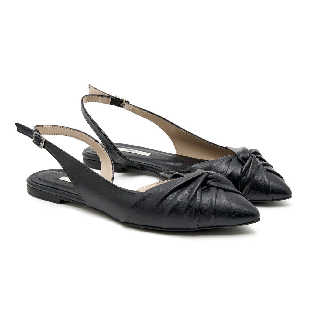 Siyah Nodo Kadın Deri Babet