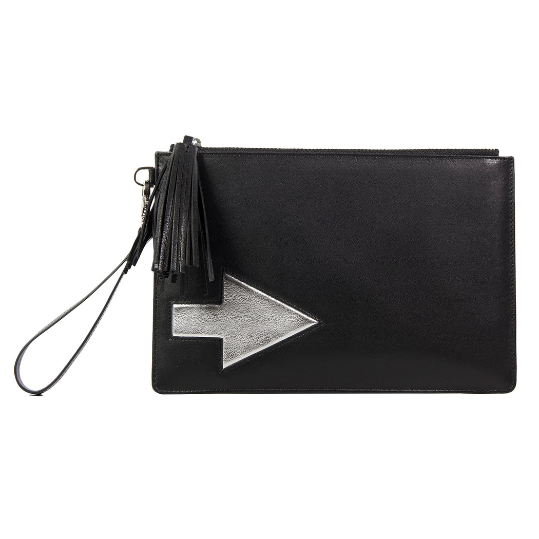 Siyah Oklu Kadın Deri Clutch