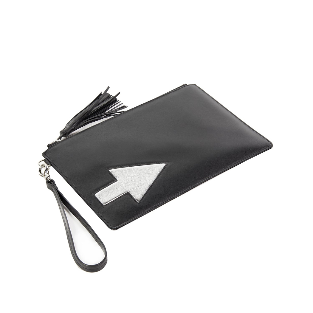 Siyah Oklu Kadın Deri Clutch