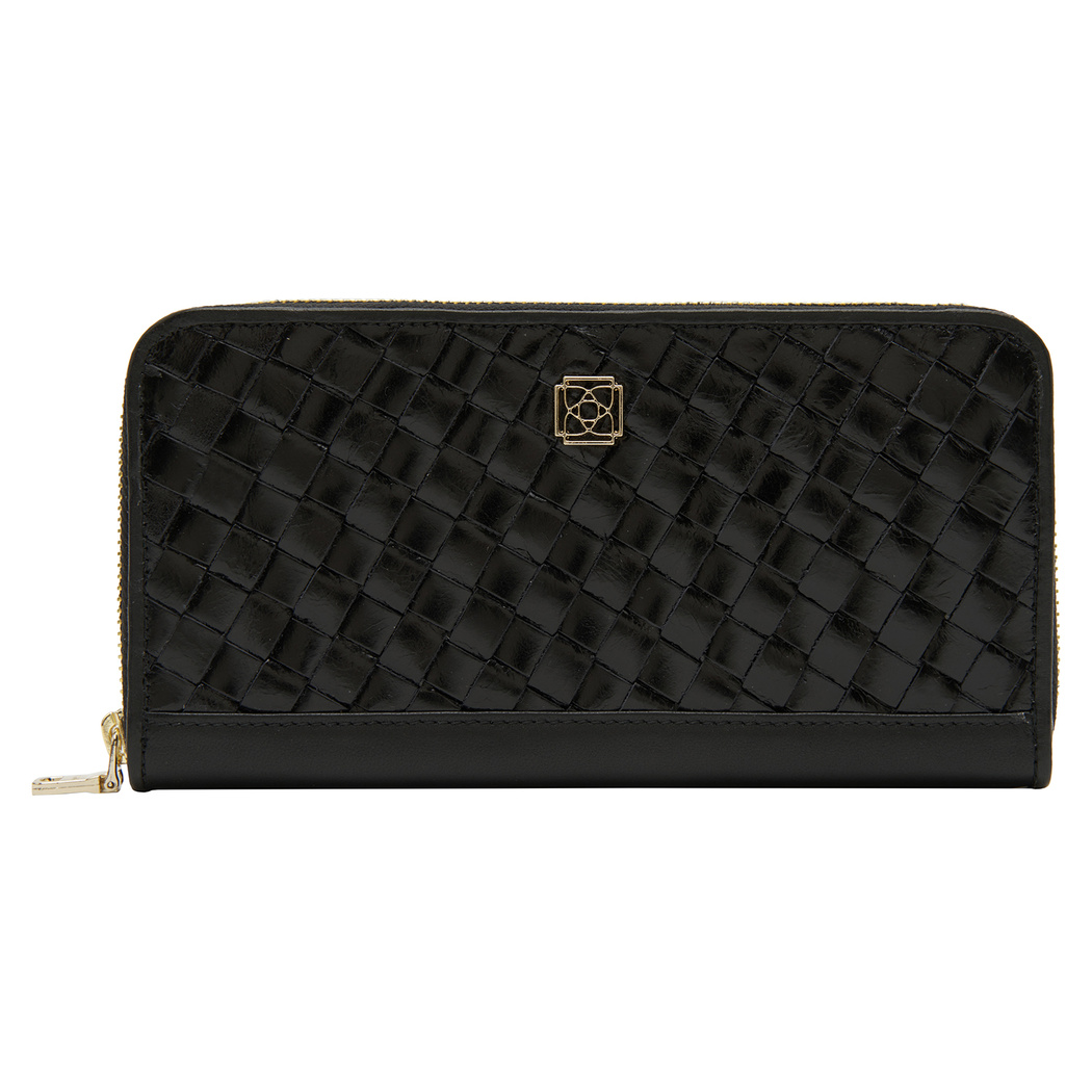 Siyah Örgü Deri Kadın Cüzdan