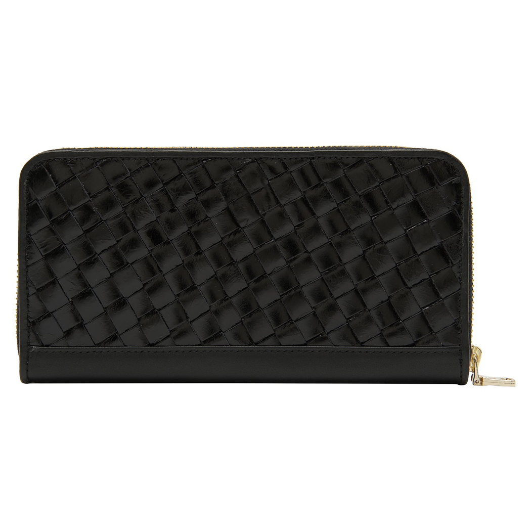Siyah Örgü Deri Kadın Cüzdan