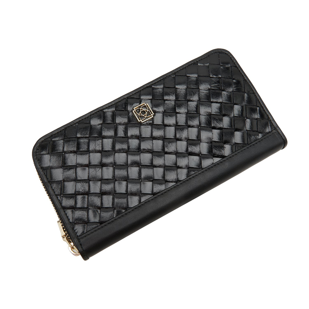 Siyah Örgü Deri Kadın Cüzdan