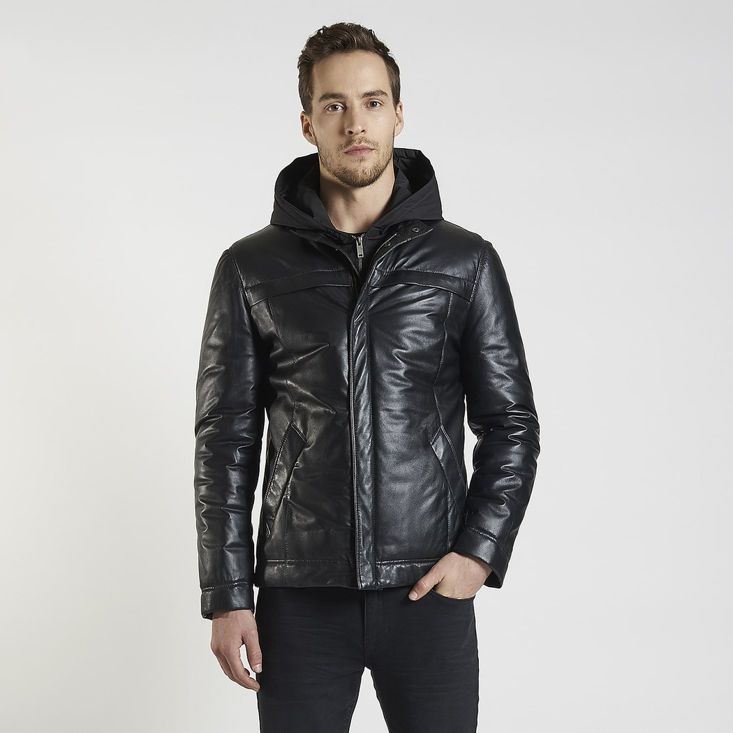 Siyah Patrick Erkek Deri Mont